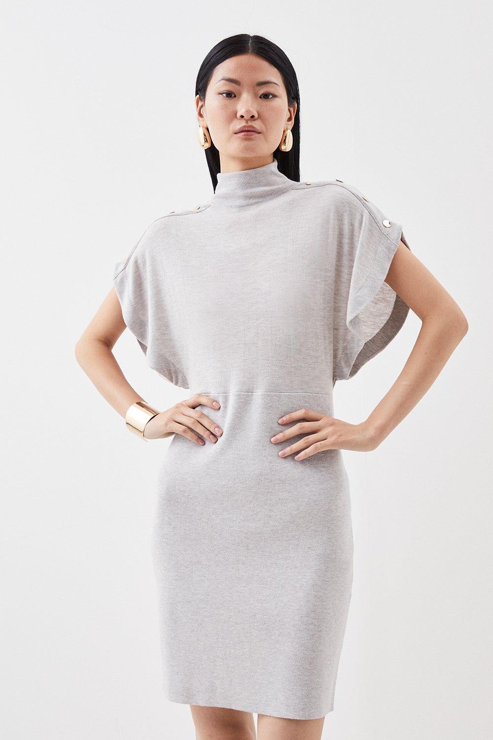 累計販売2万枚突破！ andmary タグ付き Dress Mini Karen dress Textured knit set mini dress  mini Gray Cream レディース